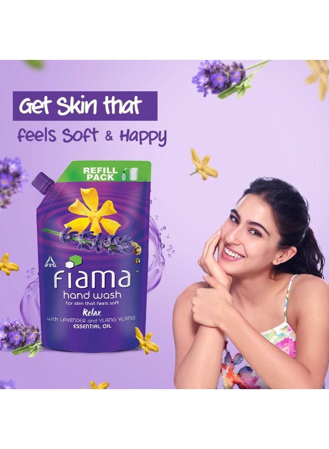 Fiama Relax Hand Wash, 750 ml Refill Pack, Value Pouch, Lavender Oil & Ylang Extracts Handwash, for Soft & Supple Hands - Image 4